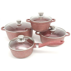 Набор посуды из нержавеющей стали с МРАМОРНЫМ покрытием на 8 предметов Набор посуды из нержавеющей стали с МРАМОРНЫМ покрытием на 8 предметов