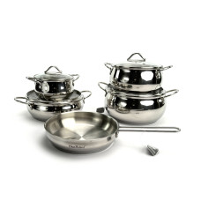 Набор посуды Haus Roland HR160-1, 9 предметов из нержавеющей стали 1,8/3,1/3,6/5,4/2,3 л. Серебристый (HR160-1) Набор посуды Haus Roland HR160-1, 9 предметов из нержавеющей стали 1,8/3,1/3,6/5,4/2,3 л. Серебристый (HR160-1)