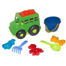 Автобус Бусик №3 с песочным набором зеленый