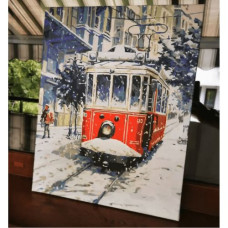 Картина по номерам "Старый красный трамвай" 40х50 см