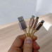 Кабель тканевый 3 в 1, MicroUSB, Type-C и Lightning (золотистый)