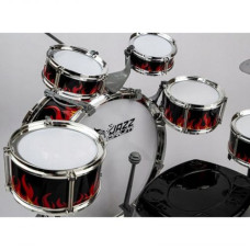 Барабанная установка стульчик, 5 барабанов, 1 барабан с педалью, 2 палочки, 2 металлических диска, в коробке Барабанная установка стульчик, 5 барабанов, 1 барабан с педалью, 2 палочки, 2 металлических диска, в коробке