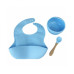 Набор силиконовая тарелка и слюнявчик в коробке (ГОЛУБОЙ)