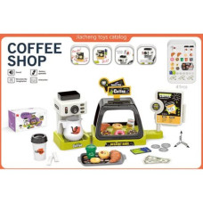 Игровой набор "Кофейня", 41 элемент, звуковые эффекты, кофеварка наливает напиток, витрина со сладостями, сладости