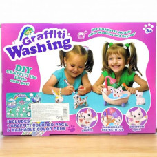 Набор для творчества "Graffiti Washing" 4 флоксовые фигурки, помповая подача, 6 фломастеров, ванночка, щеточка