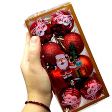 Новорічні прикраси, 16 штук, кульки, D=5 см, у слюді