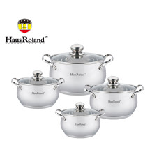 Набор кастрюль Haus Roland HR115-1, 4 шт из нержавеющей стали 2,1/2,9/3,9/6,3 л. Серебристый (HR115-1)