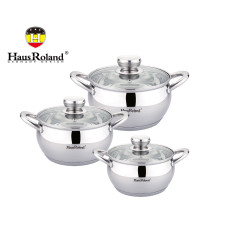 Набор кастрюль Haus Roland HR113-1, 3 шт из нержавеющей стали 2,6/3,6/6,1 л. Серебристый (HR113-1) Набор кастрюль Haus Roland HR113-1, 3 шт из нержавеющей стали 2,6/3,6/6,1 л. Серебристый (HR113-1)