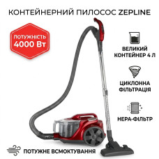 Пылесос без мешка Zepline ZP-6804 контейнерный 4000 Вт на 4 л с фильтром HEPA и регулятором мощности