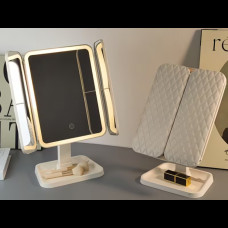 Зеркало для макияжа аккумуляторное вращающееся регулируемое с LED подсветкой тройное XW-810
