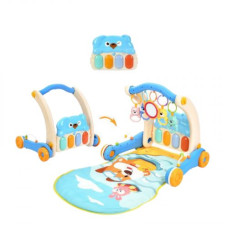 Ходунки голубые 2в1, коврик, музыкальная панель, музыка, подсветка, 5 подвесок, зеркальце, погремушки, в коробке Ходунки голубые 2в1, коврик, музыкальная панель, музыка, подсветка, 5 подвесок, зеркальце, погремушки, в коробке