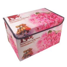 Ящик/пуфик для игрушек MR 0625 38-24-24 см (Медвежата с цветами)