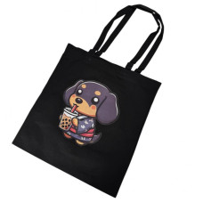 Шопер ТАКСА ЧОРНИЙ 40х34см З БЛИСКАВКОЮ, 25-142-BLACK