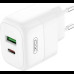 Сетевое зарядное устройство XO L137 - 20W PD USB-C & 18W QC USB-A быстрая зарядка