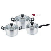 Набор посуды Haus Roland GS-01139R-6PC, 6 предметов из нержавеющей стали 1,9/3,6/6,1 л, с бакелитовыми ручками. Серебристый (GS-01