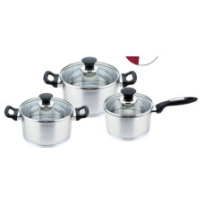 Набор посуды Haus Roland GS-01139R-6PC, 6 предметов из нержавеющей стали 1,9/3,6/6,1 л, с бакелитовыми ручками. Серебристый (GS-01 Набор посуды Haus Roland GS-01139R-6PC, 6 предметов из нержавеющей стали 1,9/3,6/6,1 л, с бакелитовыми ручками. Серебристый (GS-01