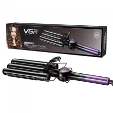 Плойка тройная VGR V-590, 140-200 °C, керамическое покрытие, LED дисплей, 130 W Фиолетовая