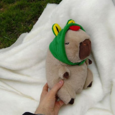 Мягкая игрушка "Капибара в шляпе лягушки" 25 см