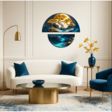 Картина за номерами з фарбами металік "Нічна гармонія" (напівкруги) 70*70 см