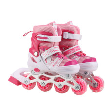 Роликовые коньки RL2501(Pink) колеса PVC, размер S (30-33), со светом Роликовые коньки RL2501(Pink) колеса PVC, размер S (30-33), со светом
