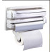 Кухонный тройной держатель Triple Paper Dispenser 3 в 1 для бумажных полотенец пищевой пленки и фольги Кухонный тройной держатель Triple Paper Dispenser 3 в 1 для бумажных полотенец пищевой пленки и фольги