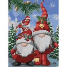 Картина по номерам "Рождественские гномы" 30х40 см