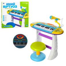 Сінтезатор стільчик, мікрофон, музика, світло, на батарейці, BB383BD Сінтезатор стільчик, мікрофон, музика, світло, на батарейці, BB383BD