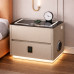 Тумба прикроватная Белая QYJXF02 47×39×48 см с беспроводной зарядкой кодовым замком и подсветкой