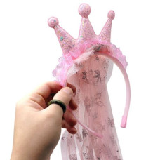 Новогодний обруч "Корона с фатином" розовый 69 см Новогодний обруч "Корона с фатином" розовый 69 см