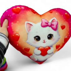 Подушка с принтом "Сердце. Котик" 36х29 см