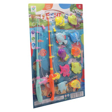 Рыбалка на магните 3067-108(Turquoise-Orange) 2 удочки, 10 разноцветных рыбок