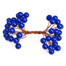 Декоративные ягоды на проволоке Калина DBOW-blue синий, 12 мм, в пучке 40 ягодок