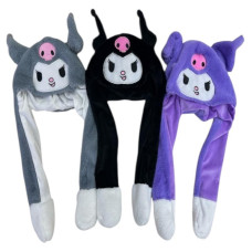 Шапка "КУРОМІ", з вушками, мікс кол, в пакете, 0005