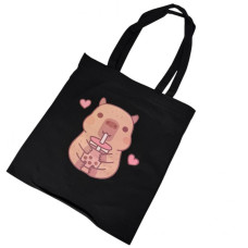 Шопер КАПІБАРА З НАПОЕМ ЧОРНИЙ 40х34см З БЛИСКАВКОЮ, 25-138-BLACK