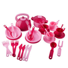 Детский игровой набор посуды 70637(Pink) розовый 32 предмета, паяный пакет Детский игровой набор посуды 70637(Pink) розовый 32 предмета, паяный пакет