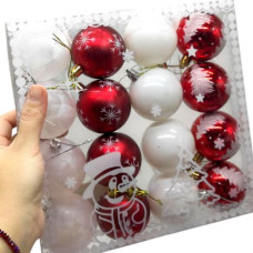 Новорічні прикраси,16 штук, кульки, D = 6 см, в слюді