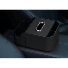 Автомобильный подлокотник-органайзер с двумя подстаканниками и коробкой для салфеток Черный