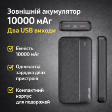 Внешний аккумулятор Power Bank Lenyes PX163 10000 mAh li-ion два usb выхода 136х68х15 6 мм