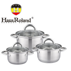 Набор кастрюль Haus Roland HR151-6, 3 шт из нержавеющей стали 2,7/3,6/4,7 л. Серебристый (HR151-6)
