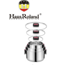 Набор кастрюль Haus Roland HR168-1, 3 шт из нержавеющей стали 1,9/3,6/6,5 л, со складными ручками. Серебристый (HR168-1)