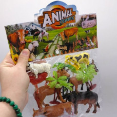 Животные домашние (11 элементов, 8 животных, аксессуары в пакете)
