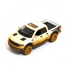 Детская модель машинки пикап Ford F-150 SVT Raptor-Supercrew Muddy Kinsmart KT5365WY инерционная, 1:46 (White)