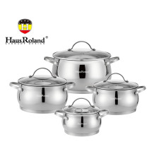 Набор кастрюль Haus Roland HR114-2, 4 шт из нержавеющей стали 1,9/2,7/3,6/6,1 л. Серебристый (HR114-2)