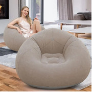 Надувное кресло-пуф Inflatable Sofa / Надувное кресло-мешок 110×110×85 см с насосом Бежевый