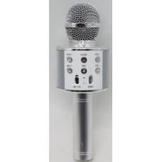 Бездротовий мікрофон караоке, bluetooth, USB, колонка Срібний Бездротовий мікрофон караоке, bluetooth, USB, колонка Срібний