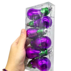 Новорічні прикраси, 6 штук, баклажани, висота 8,5 см, у слюді