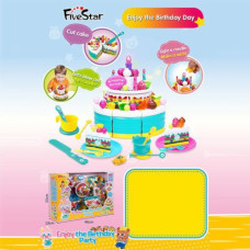 Тортик на липучках вкусности, украшения, посуда, свеча и зажигалка подсвечиваются, в коробке