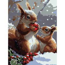 Картина по номерам "Зимние белочки 30х40 см