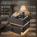 Смарт-тумба горющая YJXF01 Grey с сейфом, LED-подсветкой и USB портами (Серая экокожа / Закаленное стекло)