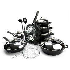 Набор посуды Arshia AR-14, 14 предметов из литого алюминия. Черный (AR-14) Набор посуды Arshia AR-14, 14 предметов из литого алюминия. Черный (AR-14)